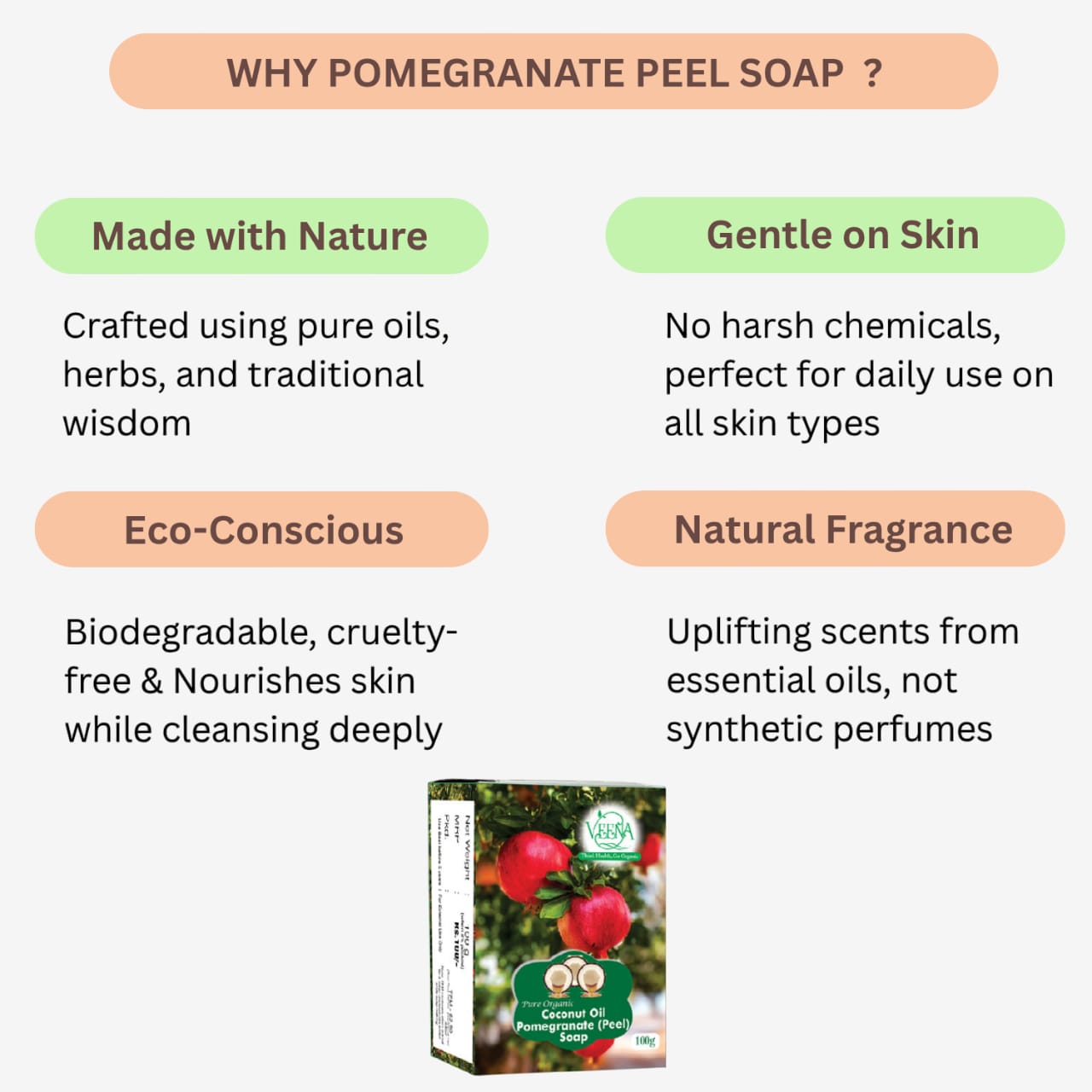 Veena Pomegranate Peel Soap - 100g ( Pack of 2 )