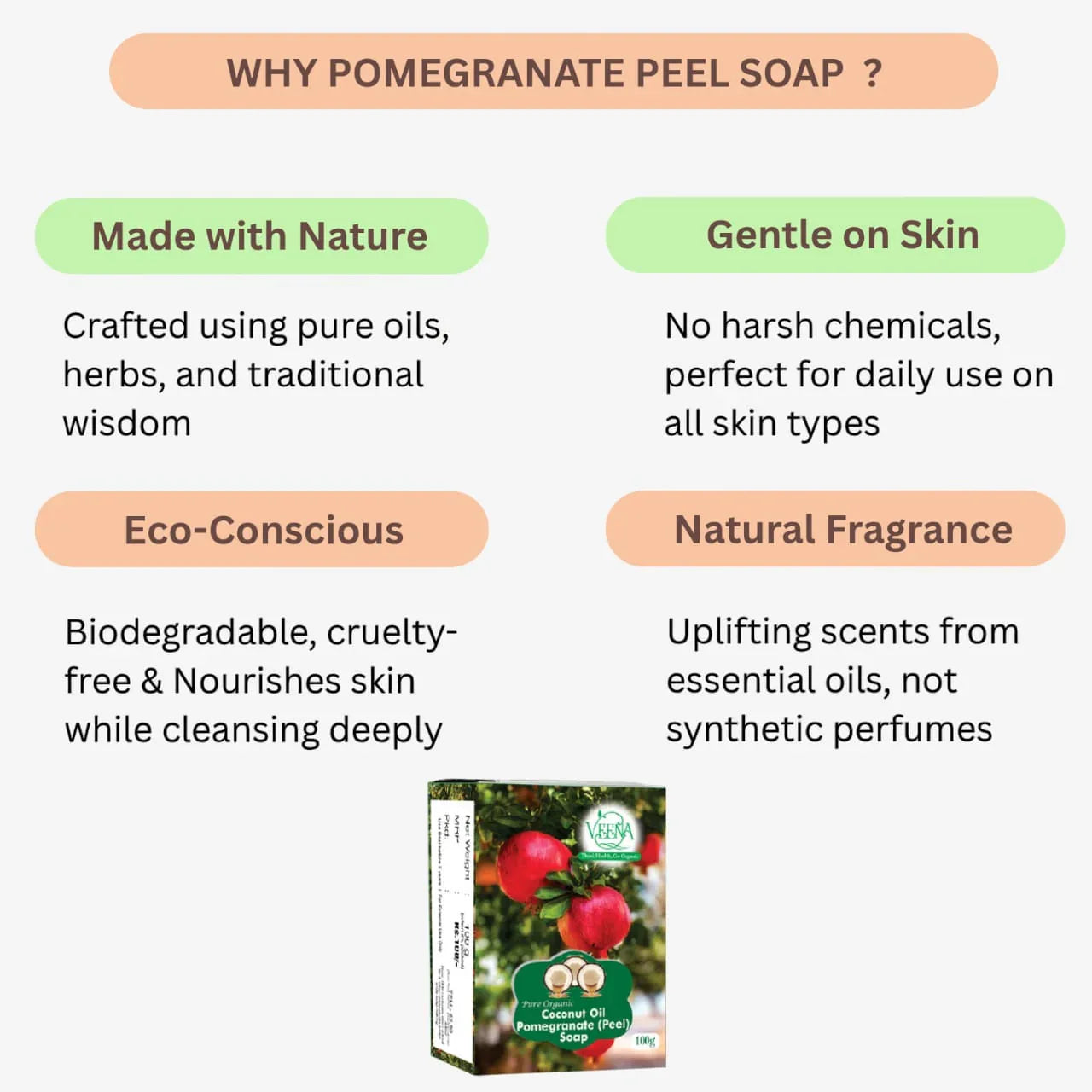 Veena Pomegranate Peel Soap - 100g ( Pack of 2 ) - Orgoshops