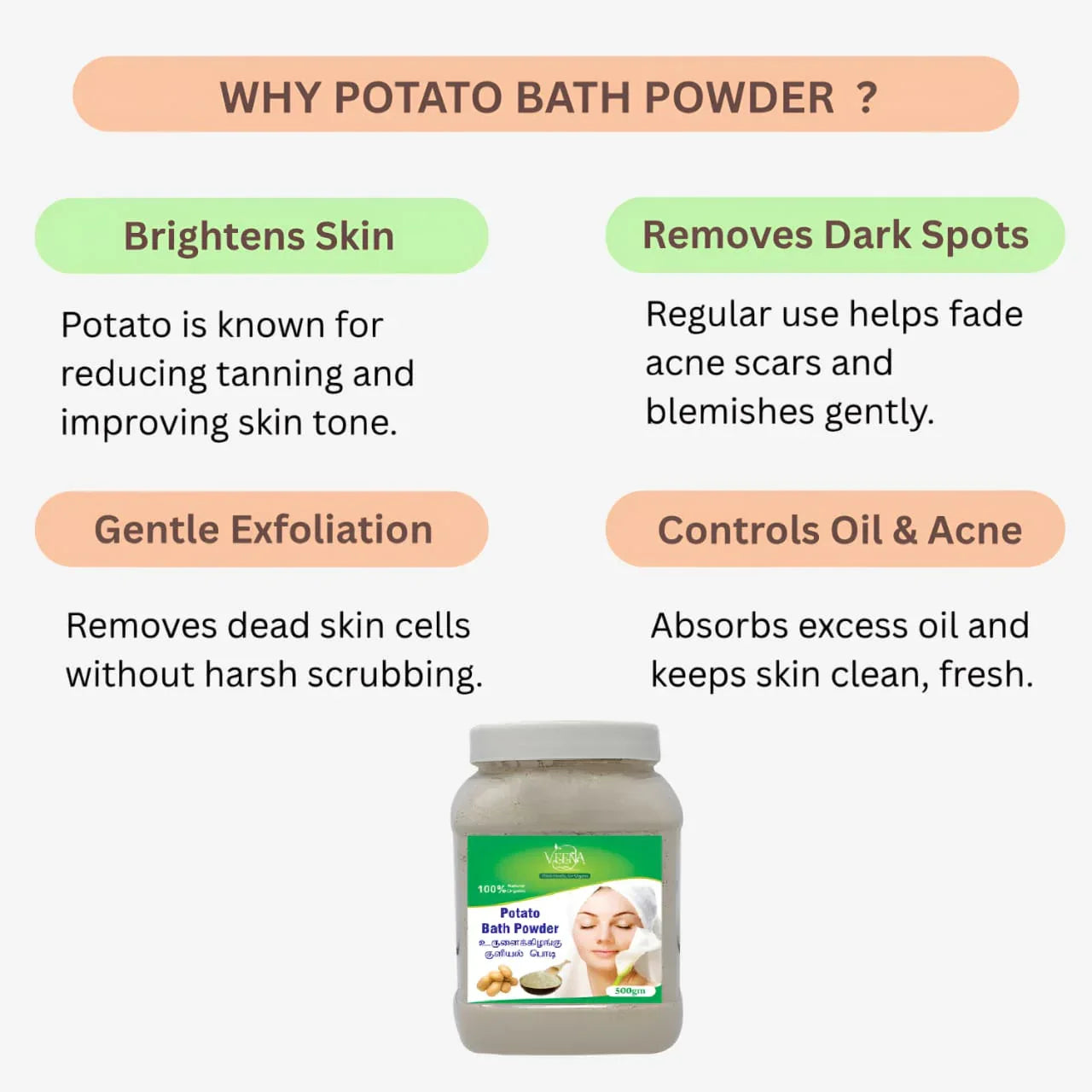 Veena Potato Bath Powder - 300g - Orgoshops