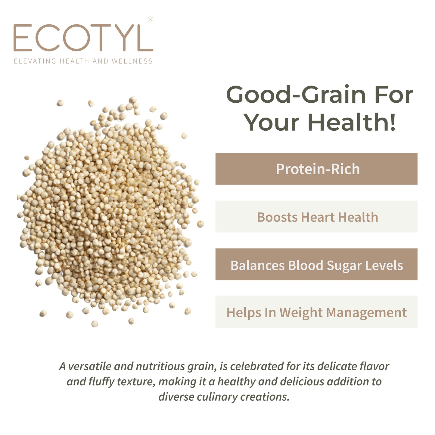 Ecotyl Quinoa (White) | Gluten Free | High Protein - 500g