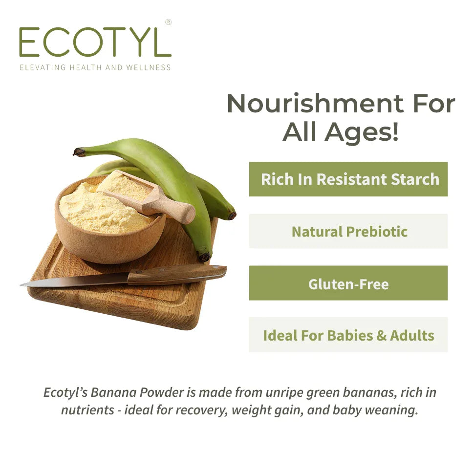 Ecotyl Raw Banana Powder | Prebiotic Superfood | Supports Gut Health - 200g - Orgoshops