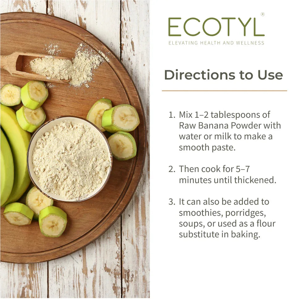 Ecotyl Raw Banana Powder | Prebiotic Superfood | Supports Gut Health - 200g - Orgoshops