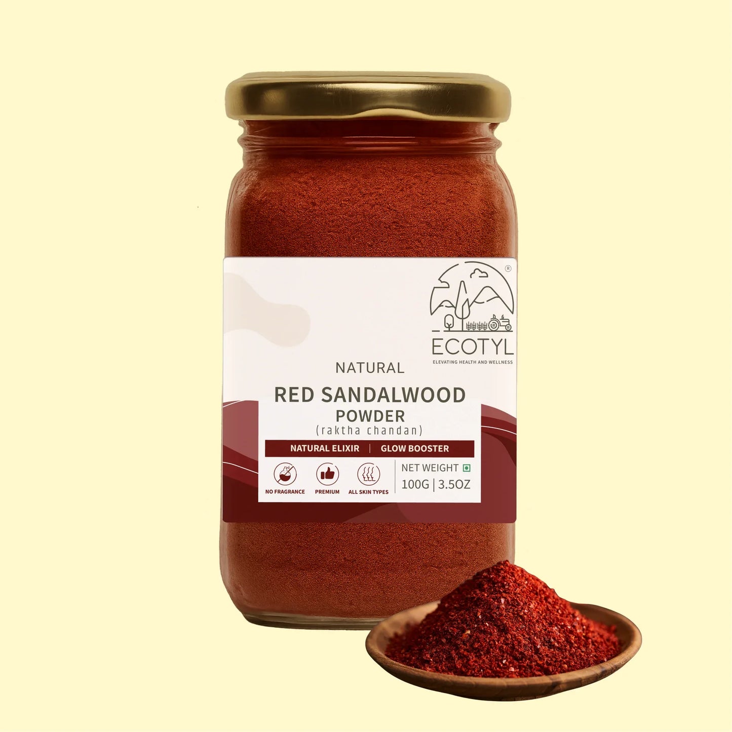 Ecotyl Red Sandalwood Powder | Natural Skin Brightener | Anti-Acne| Ayurvedic Skincare - 100g - Orgoshops