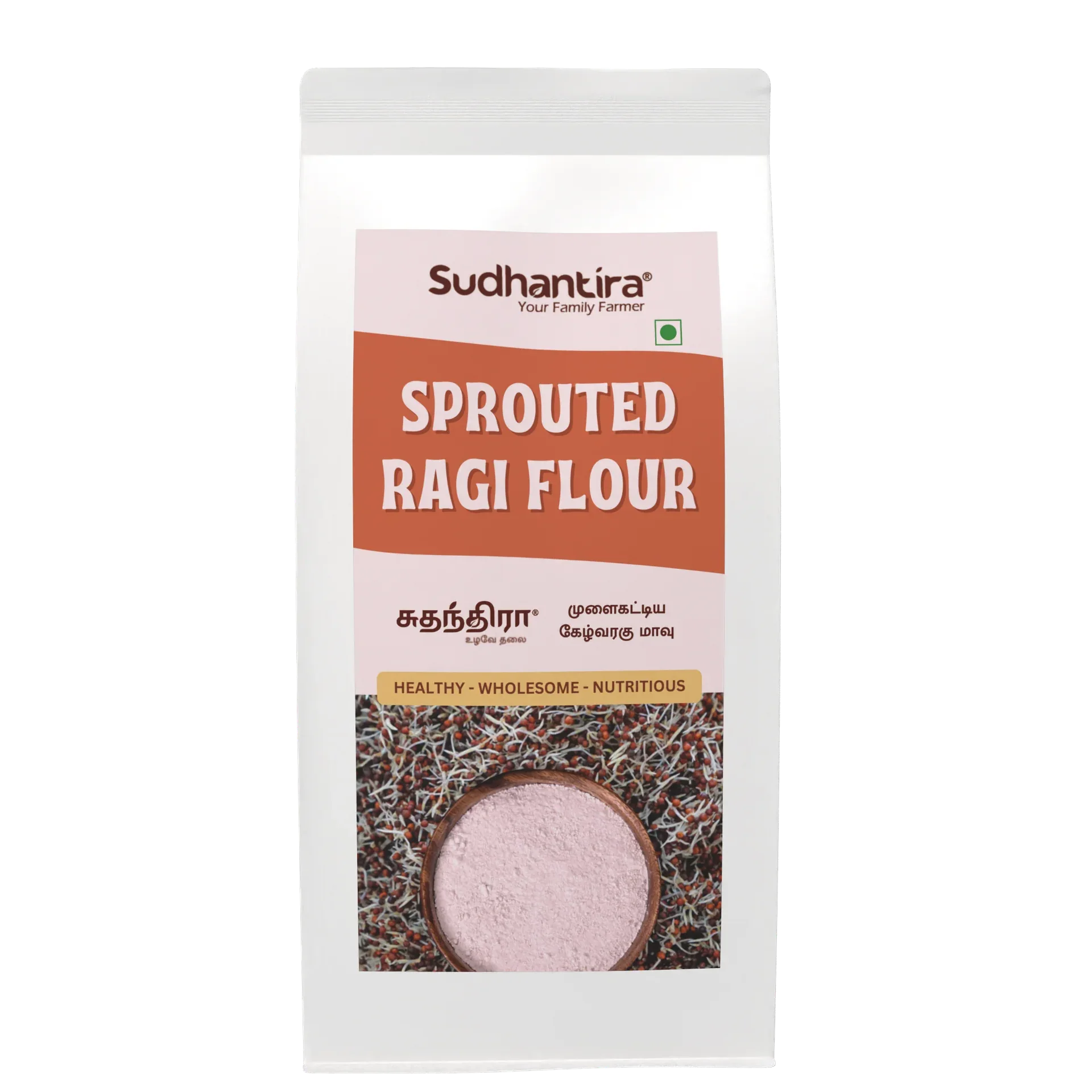 Sudhantira Organic Sprouted Ragi Flour - 1kg - Orgoshops