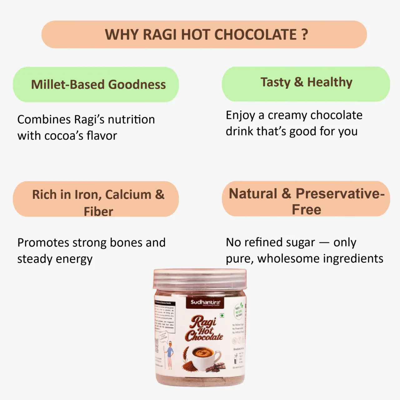 Sudhantira Ragi Hot Chocolate Health Mix - 250g - Orgoshops