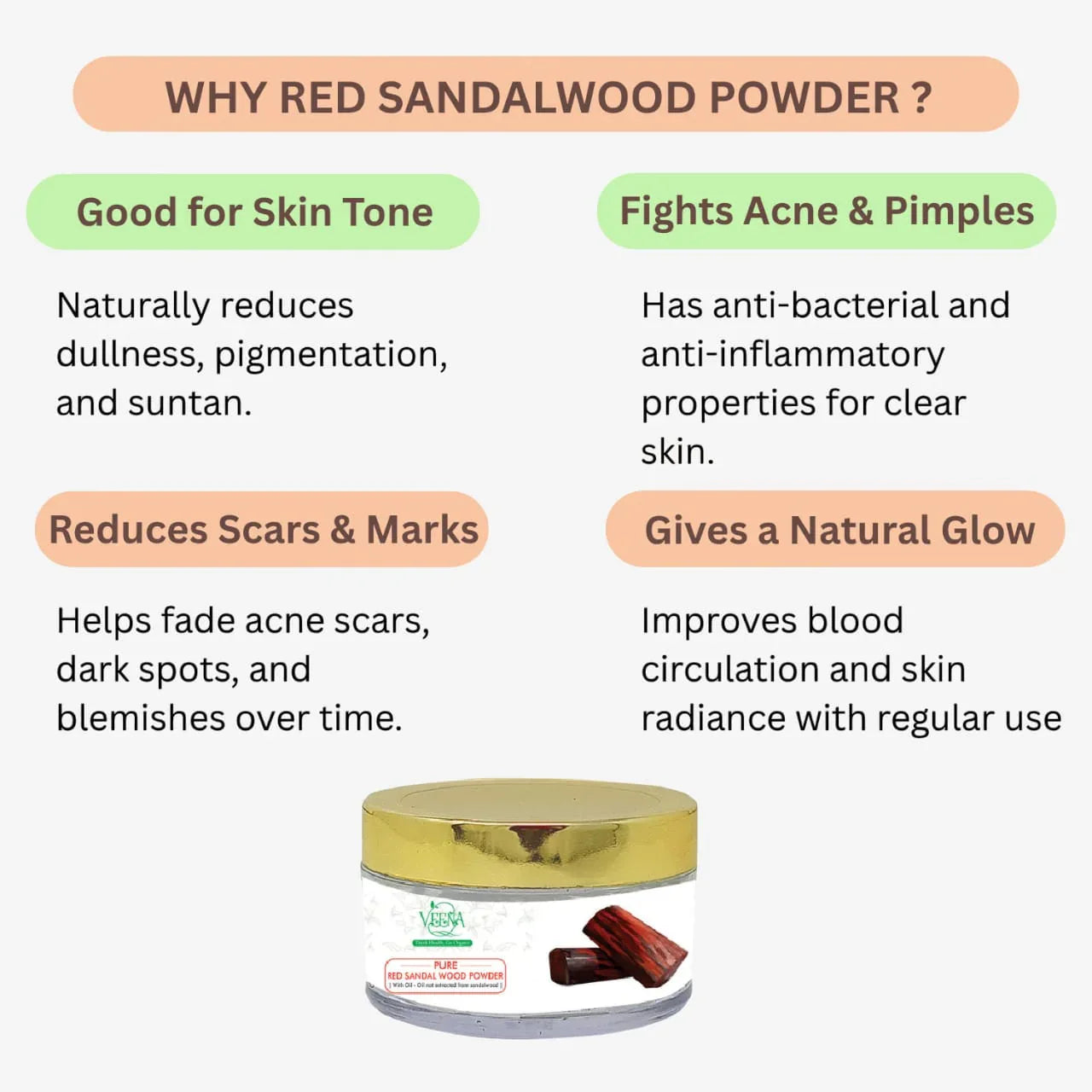 Veena Red Sandalwood Powder - 25g - Orgoshops