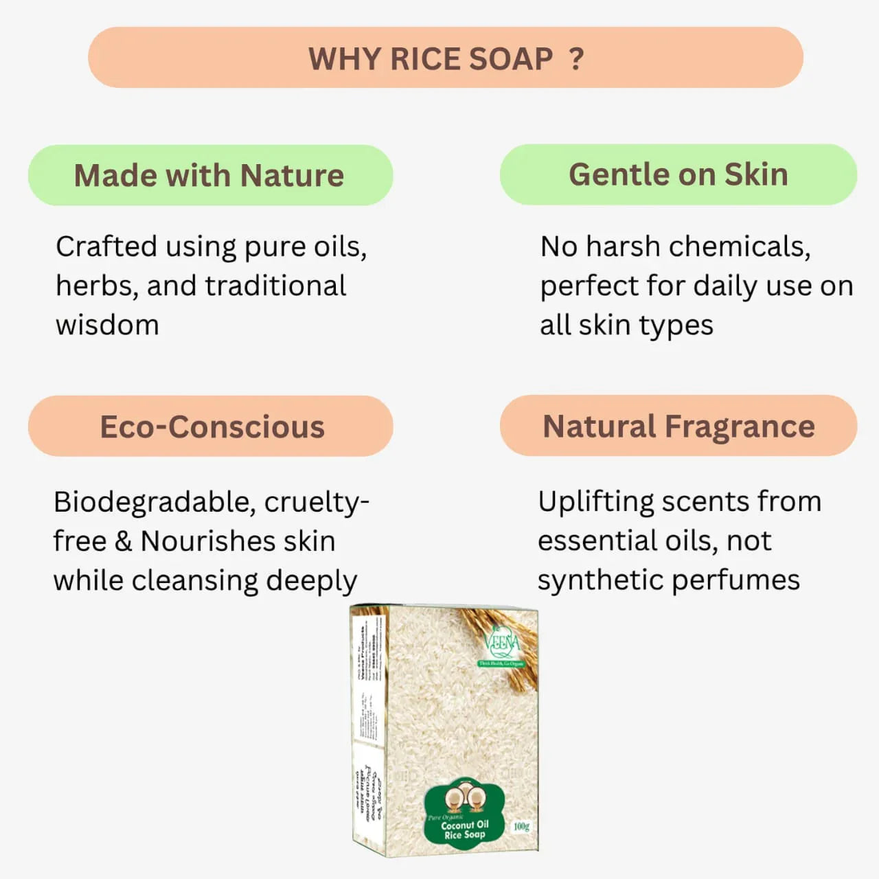 Veena Rice Soap - 100g ( Pack of 3) - Orgoshops