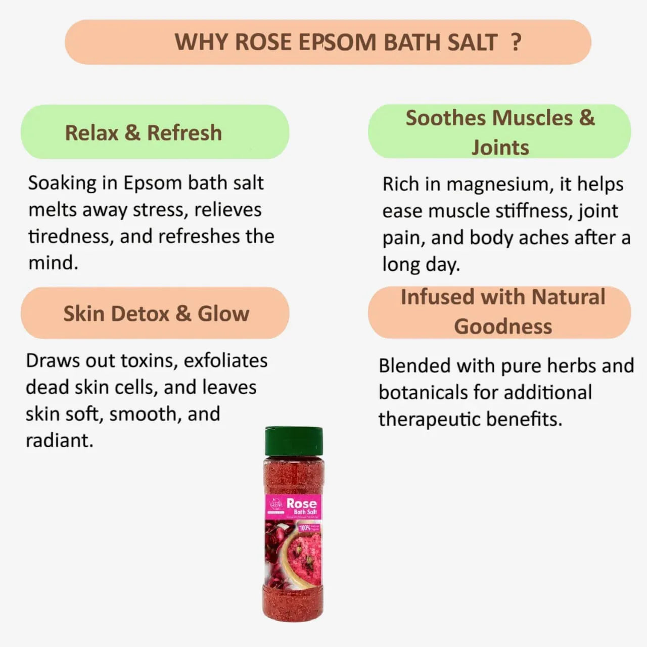 Veena Rose Epsom Bath Salt - 200g - Orgoshops