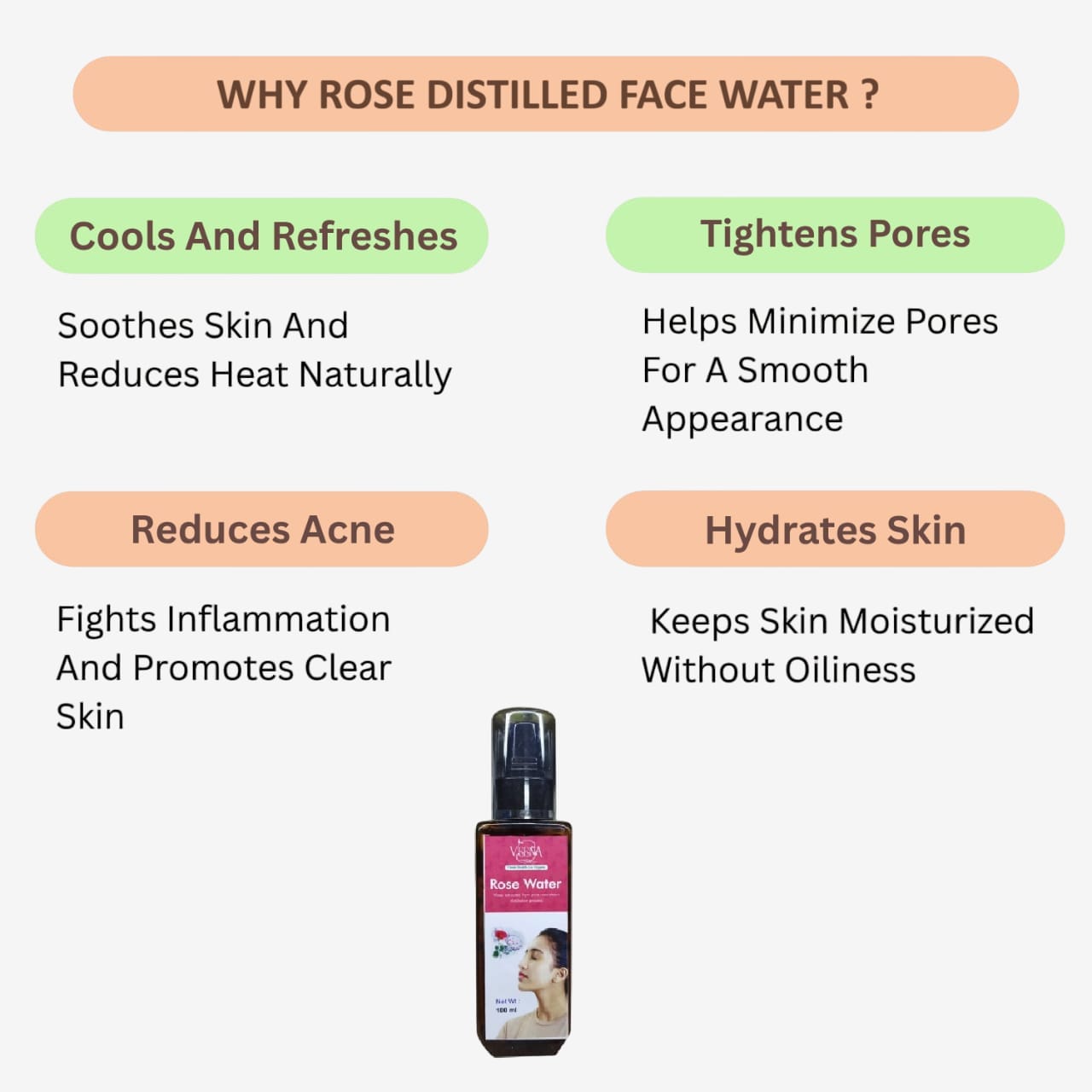 Veena Rose Distilled Face water - 100ml ( Pack of 2 )
