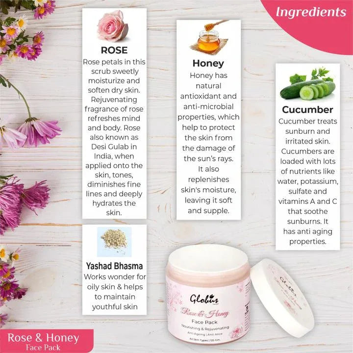 Rose and Honey Nourishing and Rejuvenating Face Pack 125gms - Orgoshops
