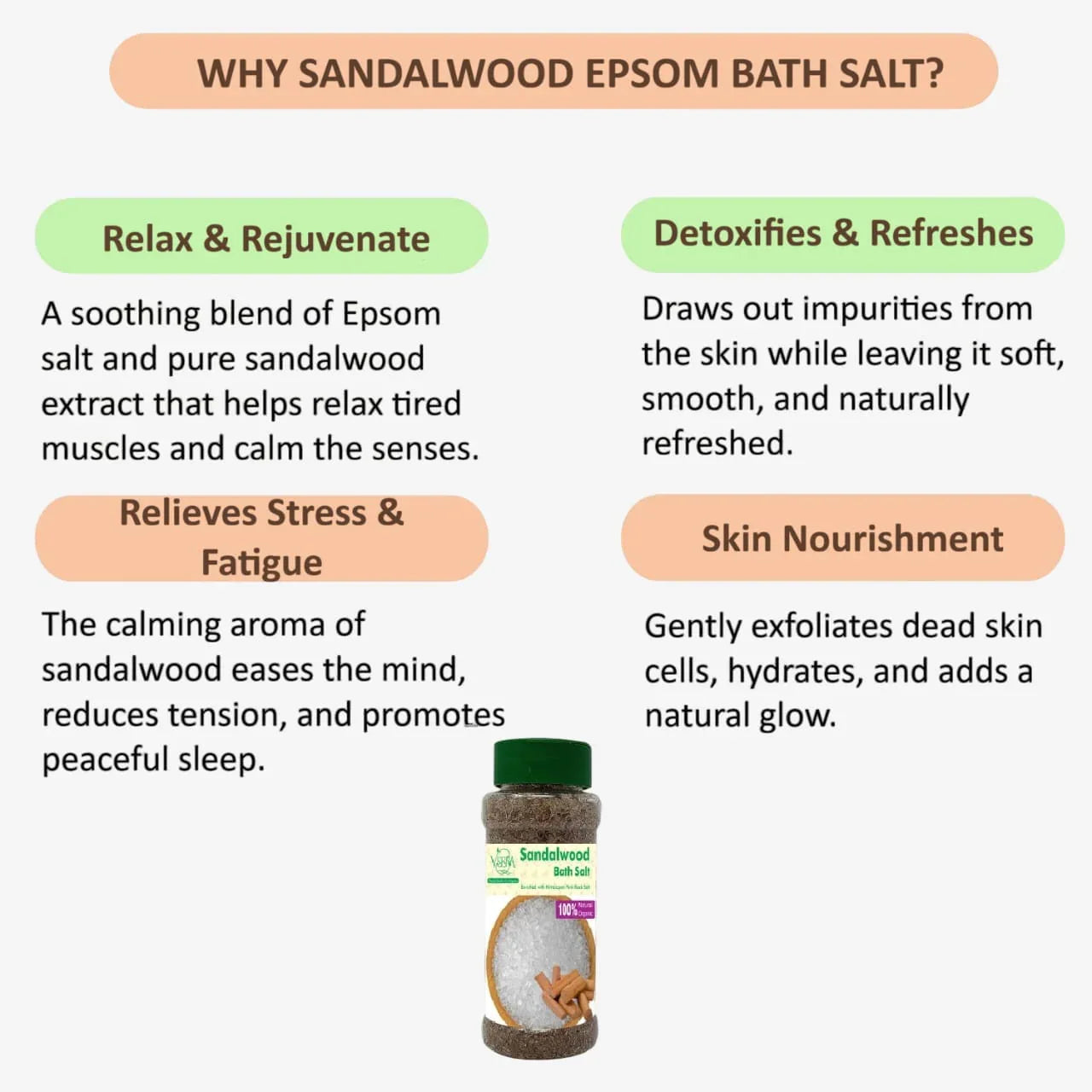 Veena Sandalwood Epsom Bath Salt - 200g - Orgoshops