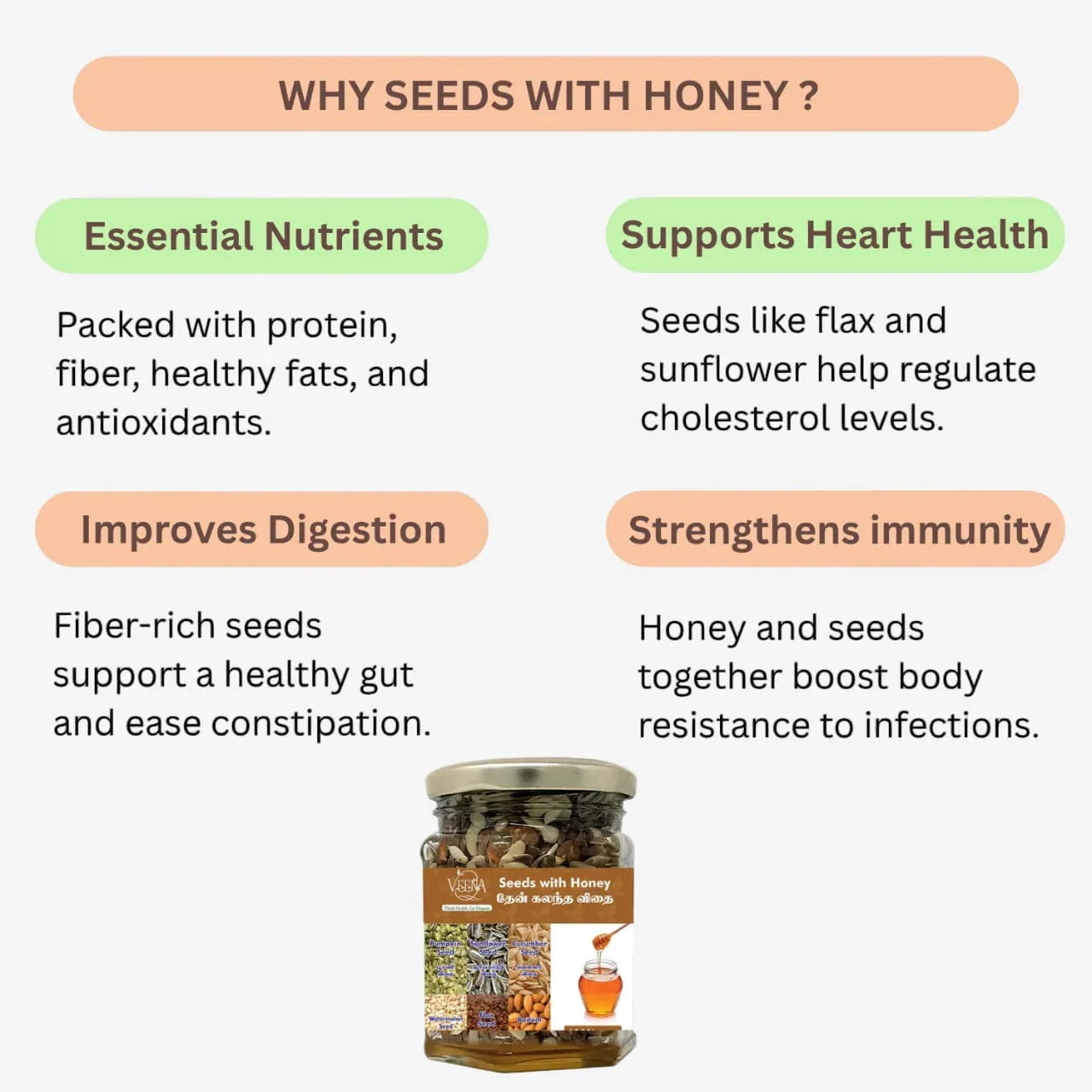 Veena Seeds With Honey - 250g - Orgoshops