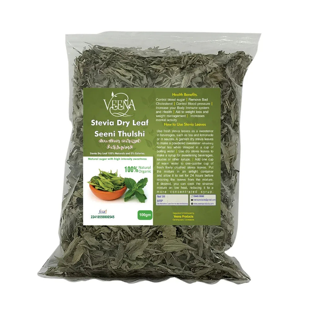 Veena Seeni Thulasi Stevia Leaf - 100g ( Pack of 2 ) - Orgoshops