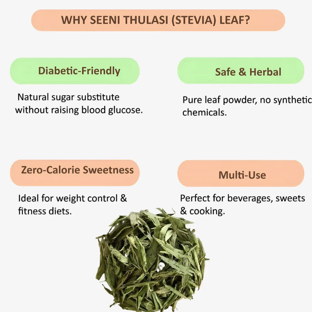 Veena Seeni Thulasi Stevia Leaf - 100g ( Pack of 2 ) - Orgoshops