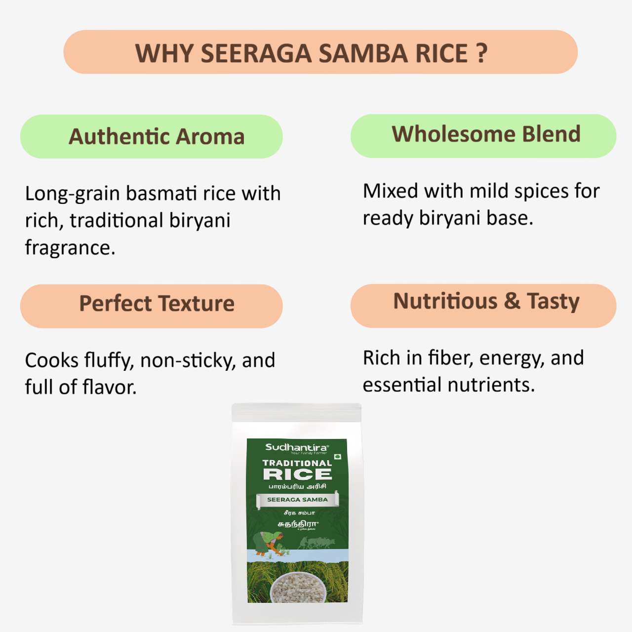 Sudhantira Seeraga Samba Rice - 1kg