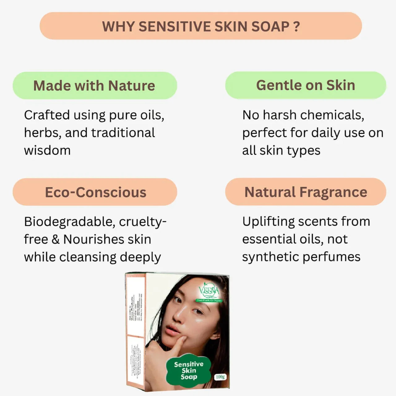 Veena Sensitive Skin Soap - 100g - Orgoshops