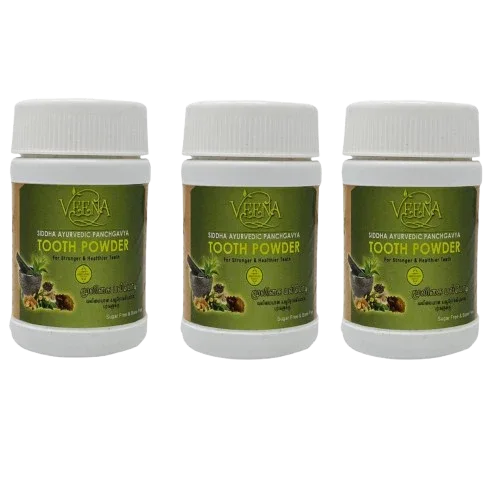 Veena Siddha Ayurvedic Panchgavya Tooth Powder - 50g ( Pack of 3 ) - Orgoshops