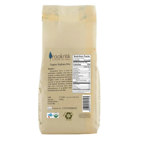 Praakritik Organic Singhara Atta-500g - Orgoshops