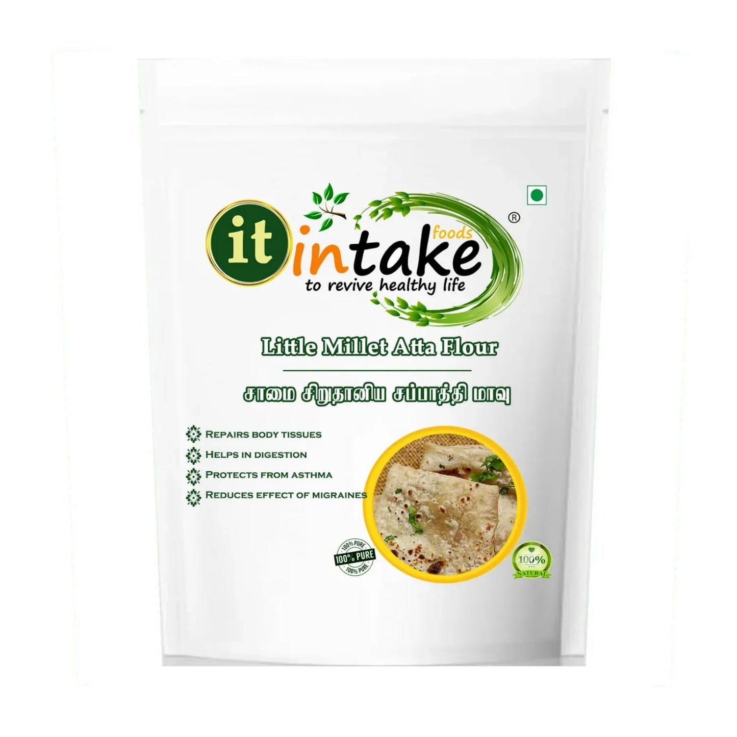Intake Little Millet Atta Flour / Saamai / Little Millet Flour - 1 kg - Orgoshops