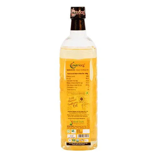 Nutriorgo Certified Organic Sunflower Oil - 500ml Glass Bottle - Orgoshops