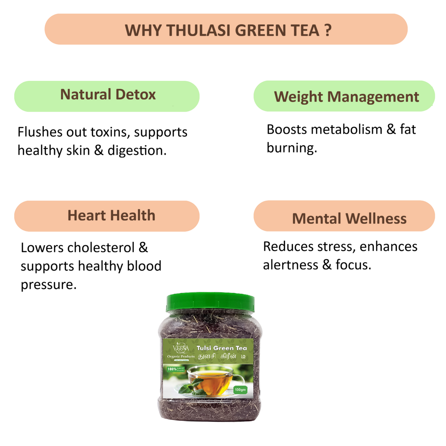 Veena Thulasi Green Tea - 80g ( Pack of 2 )