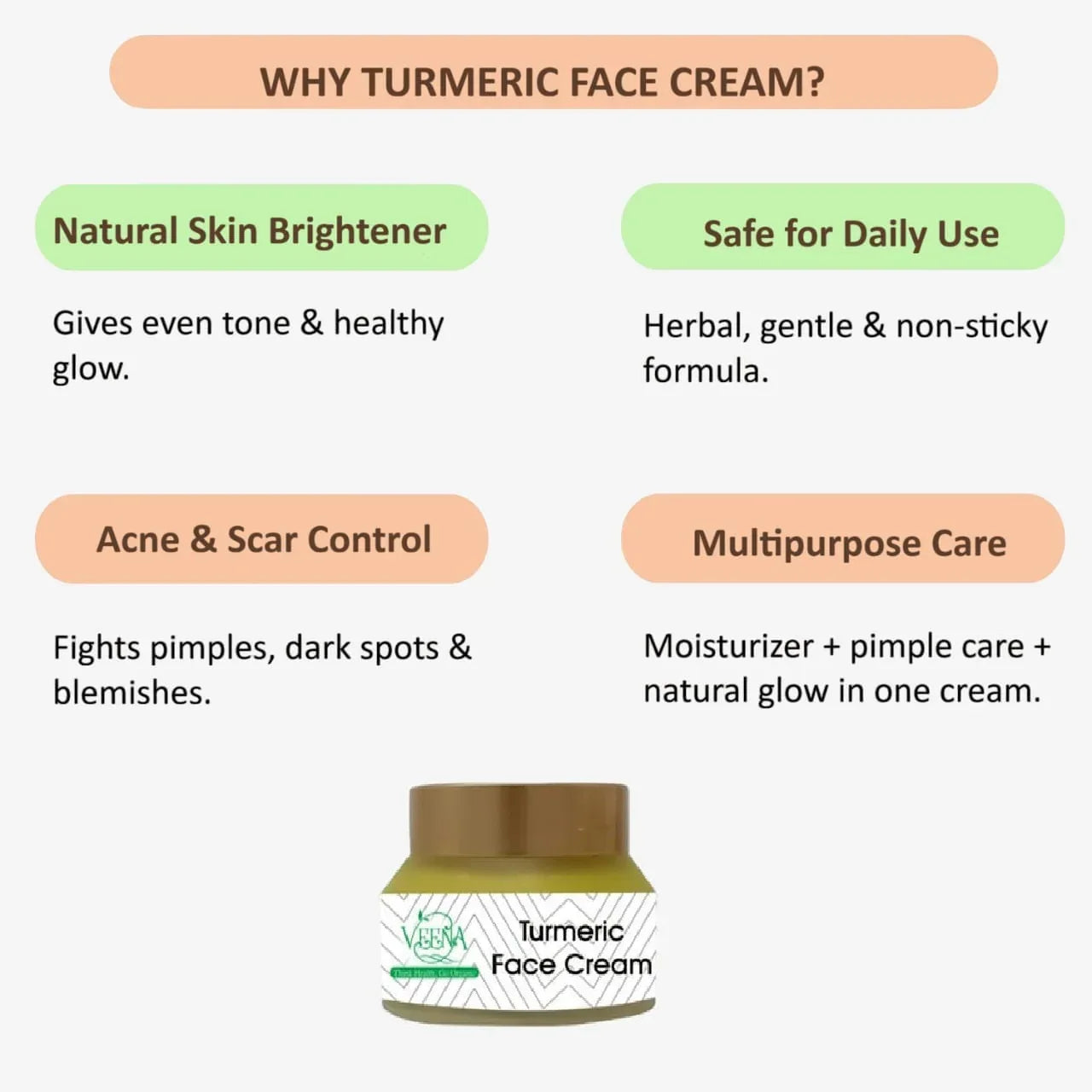 Veena Turmeric Face Cream - 50g ( Pack of 2 ) - Orgoshops