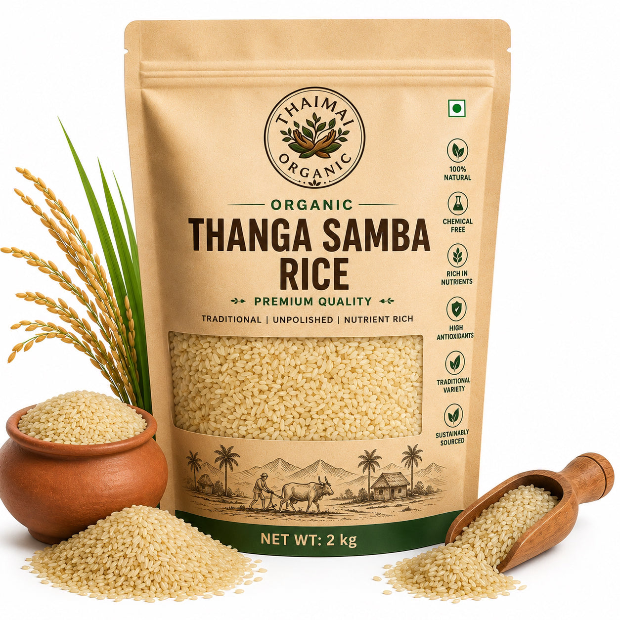 Thaiman Organic Thanga Samba Rice - 2 kg