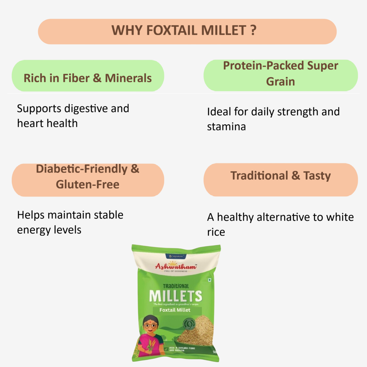 Ashwatham Foxtail Millet / Millet / Thinai - 500 g