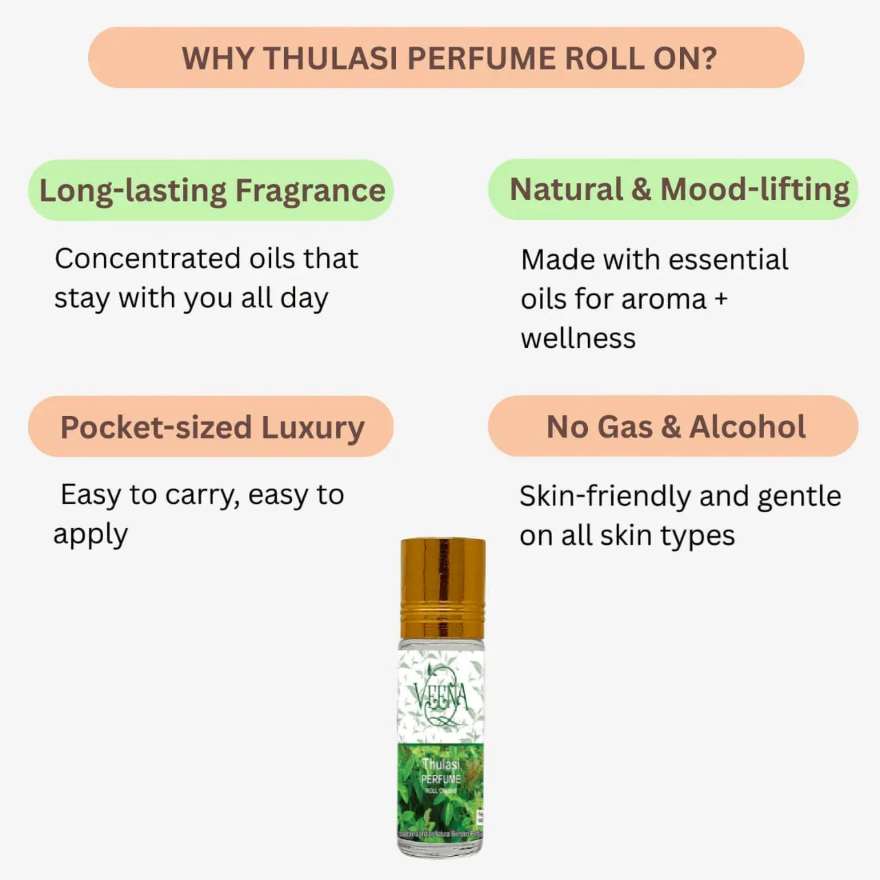 Veena Thulasi Perfume Roll on - 10ml ( Pack of 2) - Orgoshops