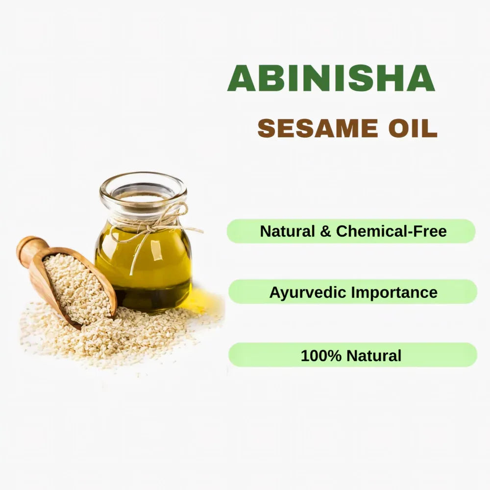 Abinisha Cold Pressed Sesame Oil / Wooden Chekku Oil / Cold Pressed Sesame Oil For Cooking - 1 Litre - Orgoshops