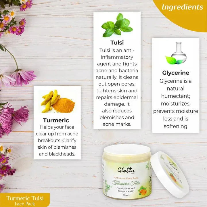 Turmeric Tulsi Anti Acne Face Pack 125gms - Orgoshops