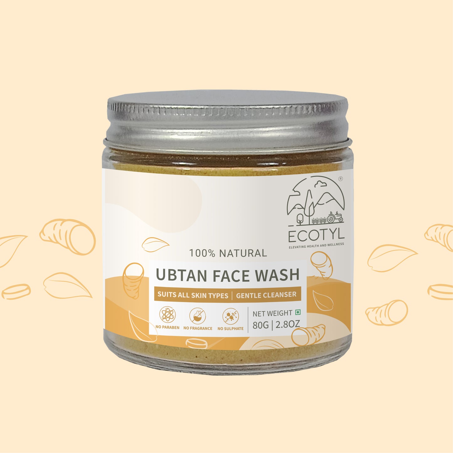 Ecotyl Ubtan Face Wash Powder | 100% Natural Gentle Cleanser - 80g