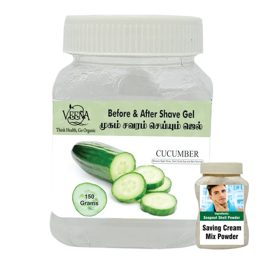 Veena : Products Before and After Shaving Gel ( Cucumer Gel with Free Soapnut Powder ) - 150g ( Pack Of 2 ) - Orgoshops