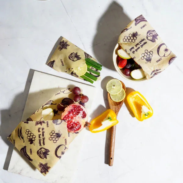 Veggies White Beeswax Wraps-Full Kitchen Set Of 3 - Orgoshops