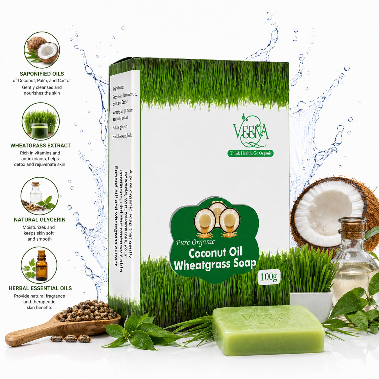 Veena Wheatgrass Soap - 100 g ( Pack of 2 )
