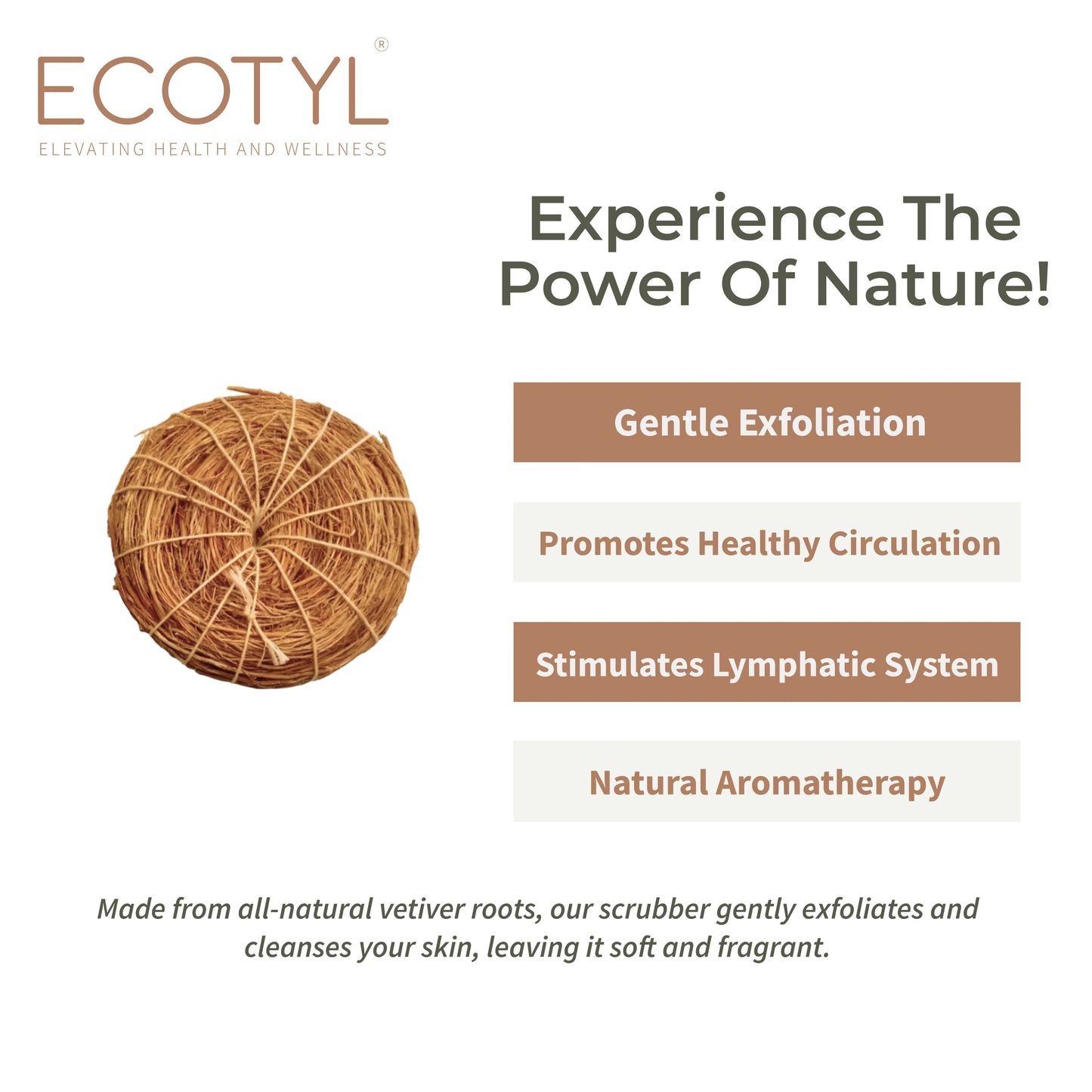 Ecotyl Vetiver Scrubber | Natural Body Loofah - Set of 3 - Orgoshops