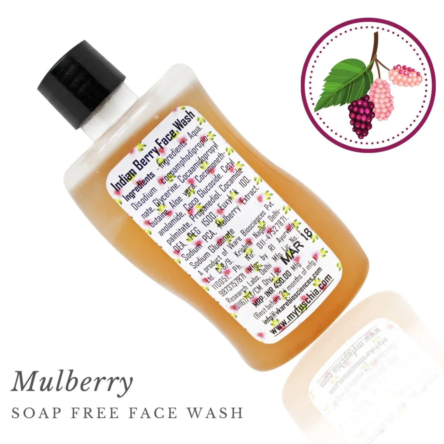 Fuschia Indian Berry - Mulberry Soap Free Face Wash - 100ml - Orgoshops