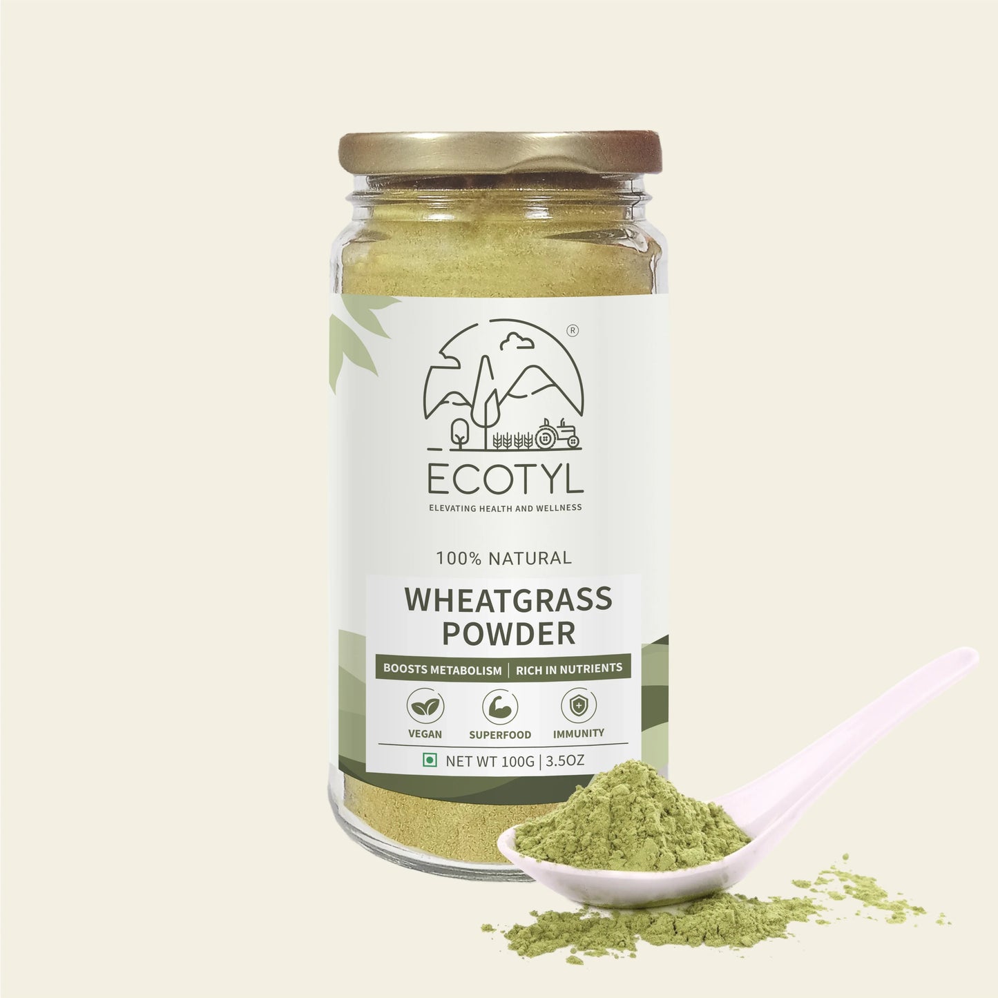 Ecotyl Wheatgrass Powder | Superfood for Immunity & Detox - 100g - Orgoshops