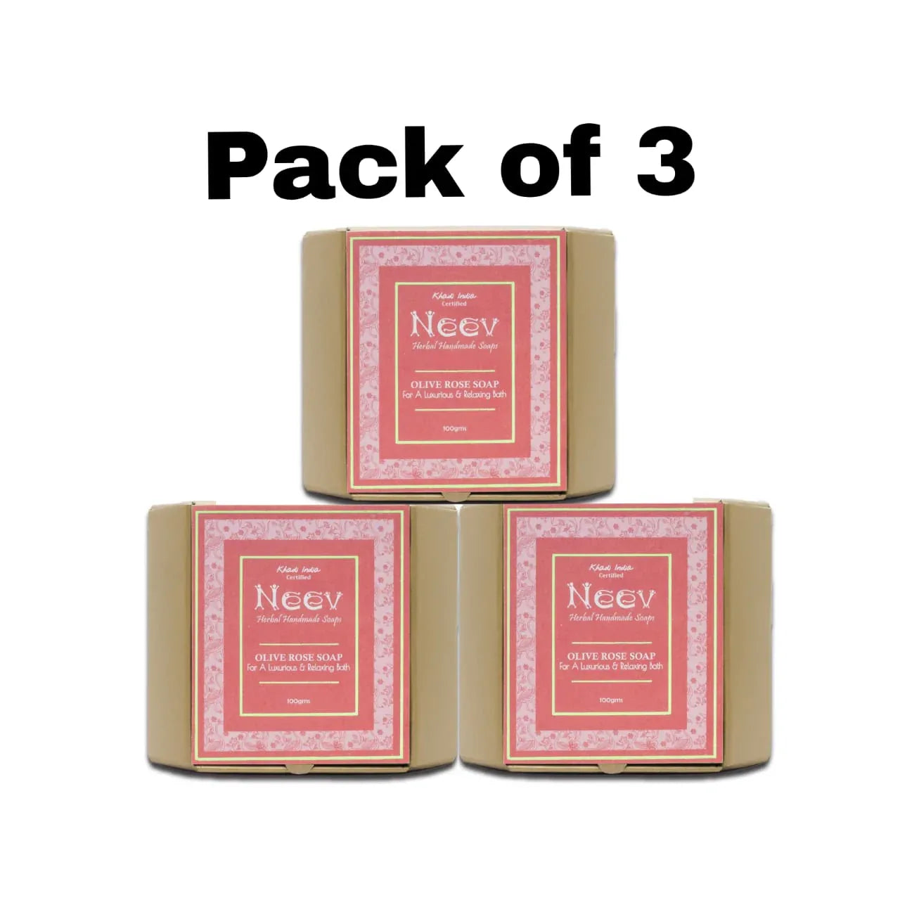 Olive Rose Handmade Soap - 100g ( Set Of 3 ) - Orgoshops