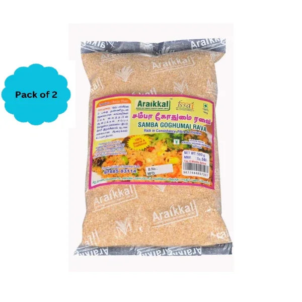 Araikkal Samba Wheat Rava / Samba Gothumai Ravai - 500 g ( Pack of 2) - Orgoshops