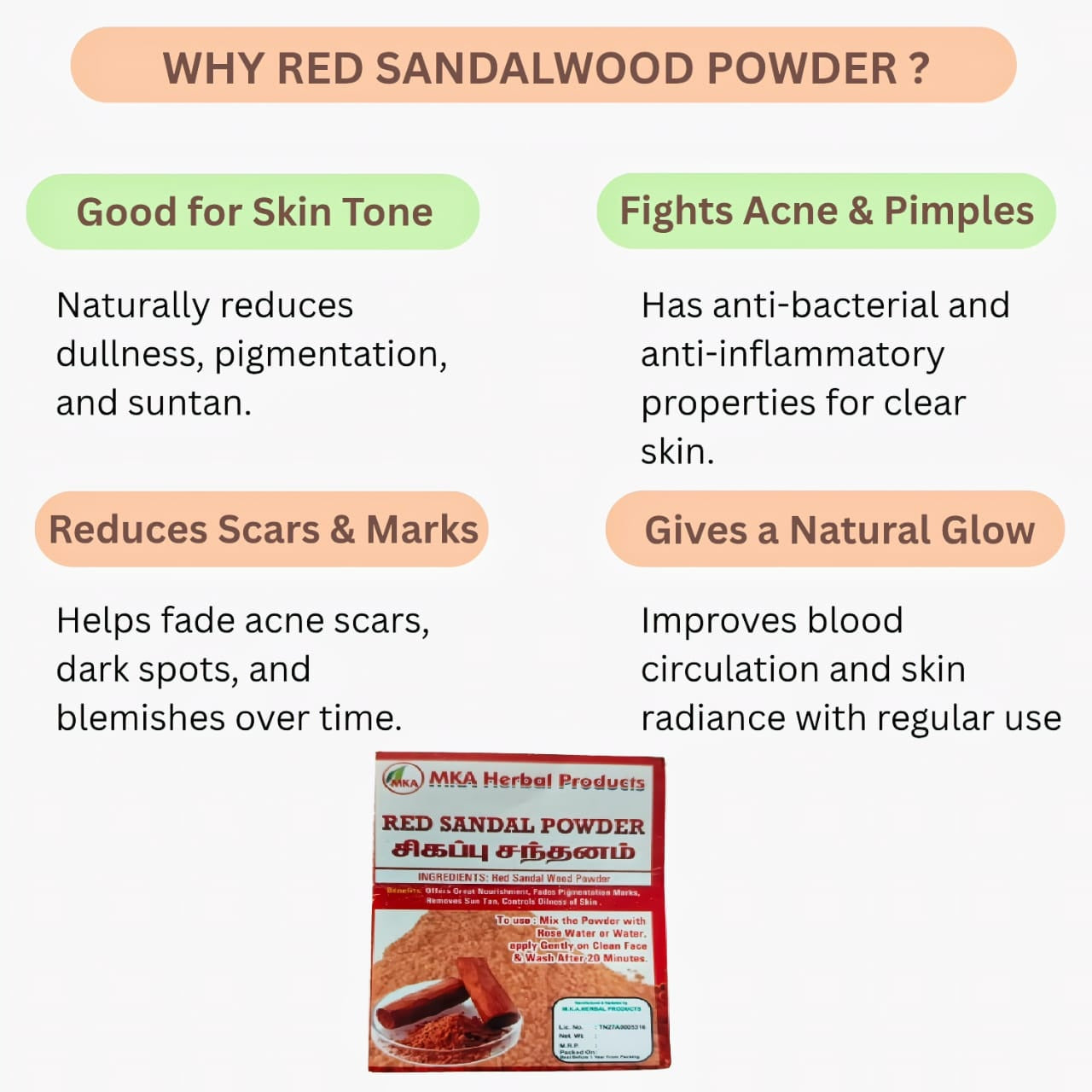 MKA Herbal Red Sandal Powder - 50 g (Pack of 2)