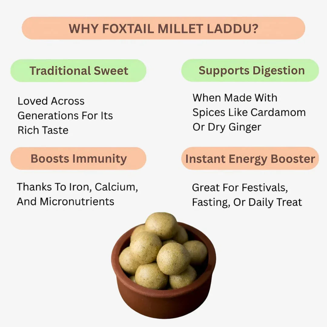 Kvb Foods Foxtail Millet Laddu | Thinai Laddu - 9 Pcs (175 g - Pack of 2) - Orgoshops