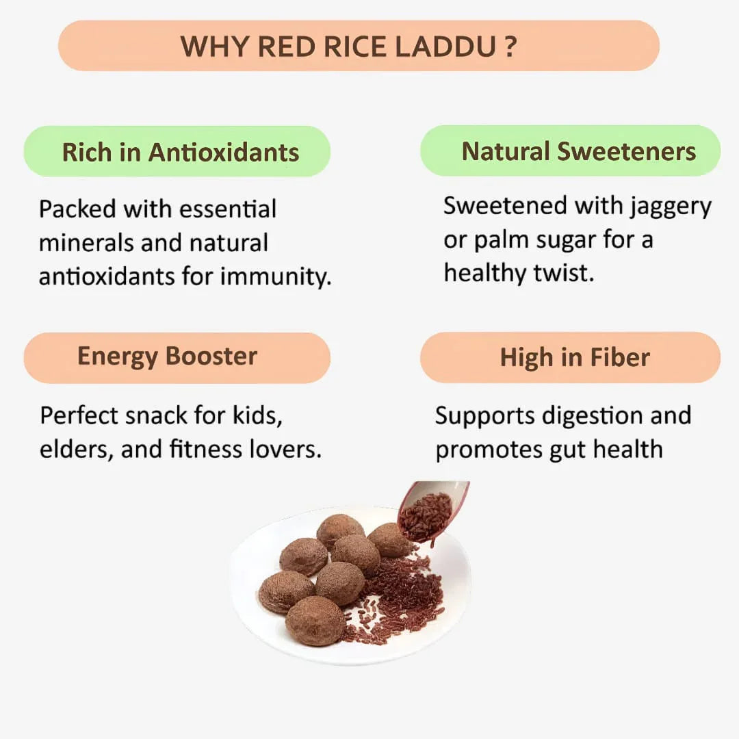Kvb Foods Red Rice Laddu | Sigappu Arisi Laddu - 9 Pcs (175 g - Pack of 2) - Orgoshops