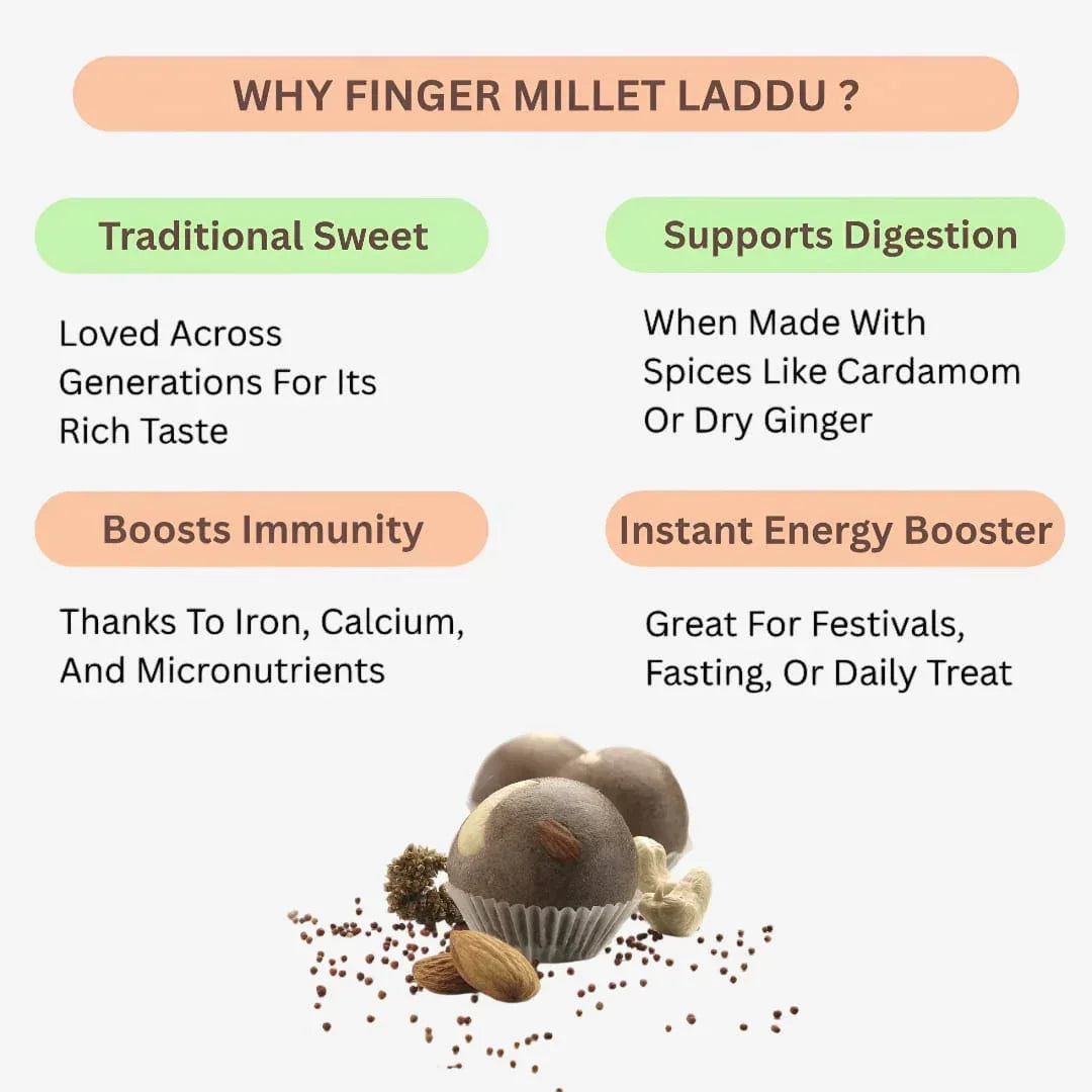 Kvb Foods Finger Millet Laddu | Ragi Laddu - 9 Pcs (175 g - Pack of 2) - Orgoshops