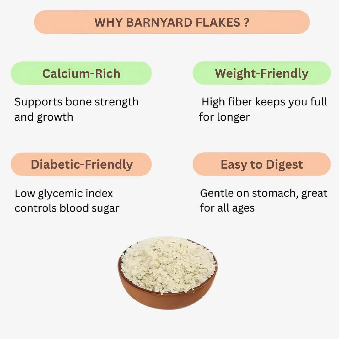 Karai Uzhavan Kudil Barnyard Flakes / Kuthiraivali Aval - 170 g (Pack of 2) - Orgoshops