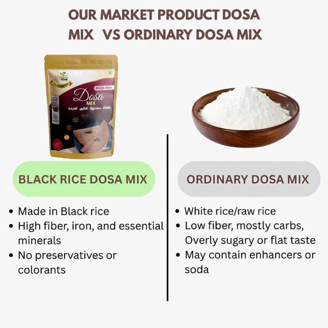 Roohi Black Rice Dosa Mix / Kavuni Rice Dosa Mix - 500 gram - Orgoshops