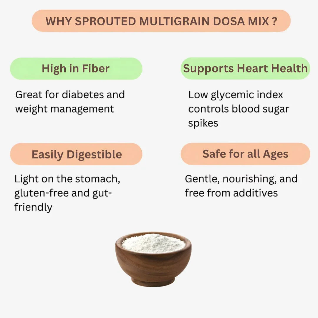 Roohi Sprouted Multigrain Dosa Mix / Mulaikattiya Navathaniya Mix - 500 gram - Orgoshops