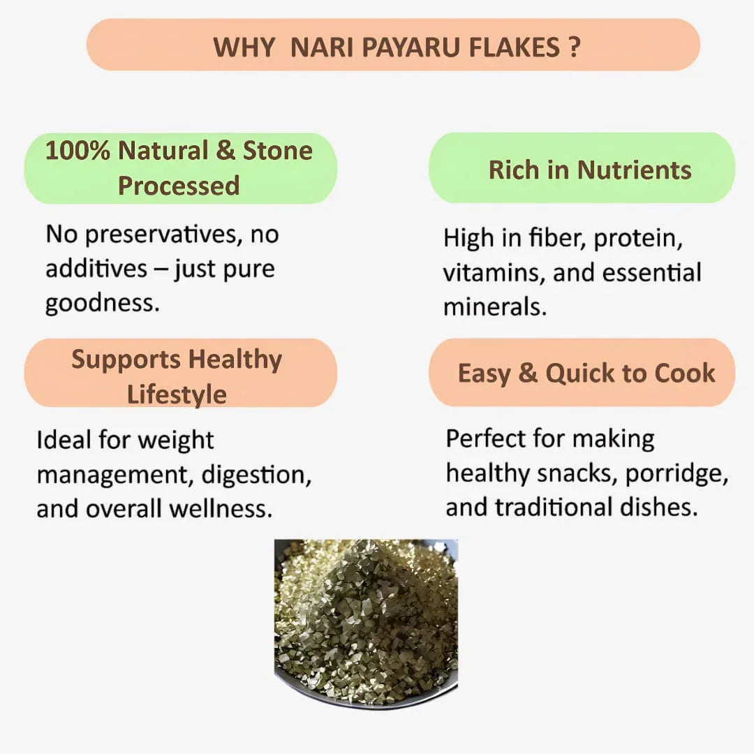 Shree Home Food Moth Bean Flakes / Naripayaru Aval - 500 g - Orgoshops