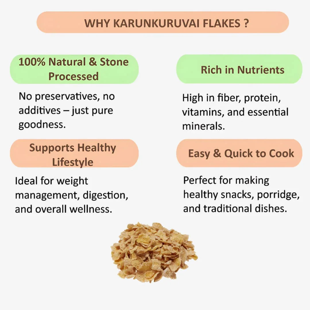 Shree Home Food Karunkuruvai Flakes / Karunkuruvai Aval - 500 g - Orgoshops
