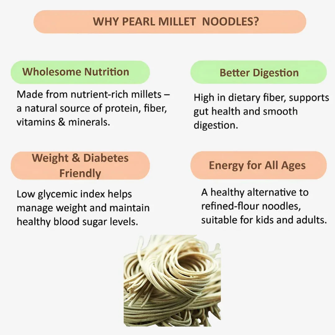 Gj Global Pearl Millet Noodles | Kambu Noodles - 180 g (Pack of 2) - Orgoshops